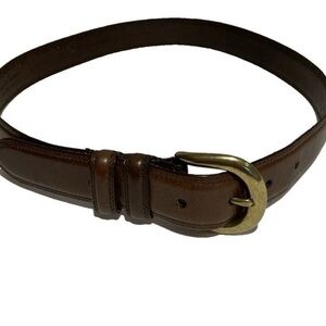 Amanda Smith Brown Leather Belt with Gold Buckle
